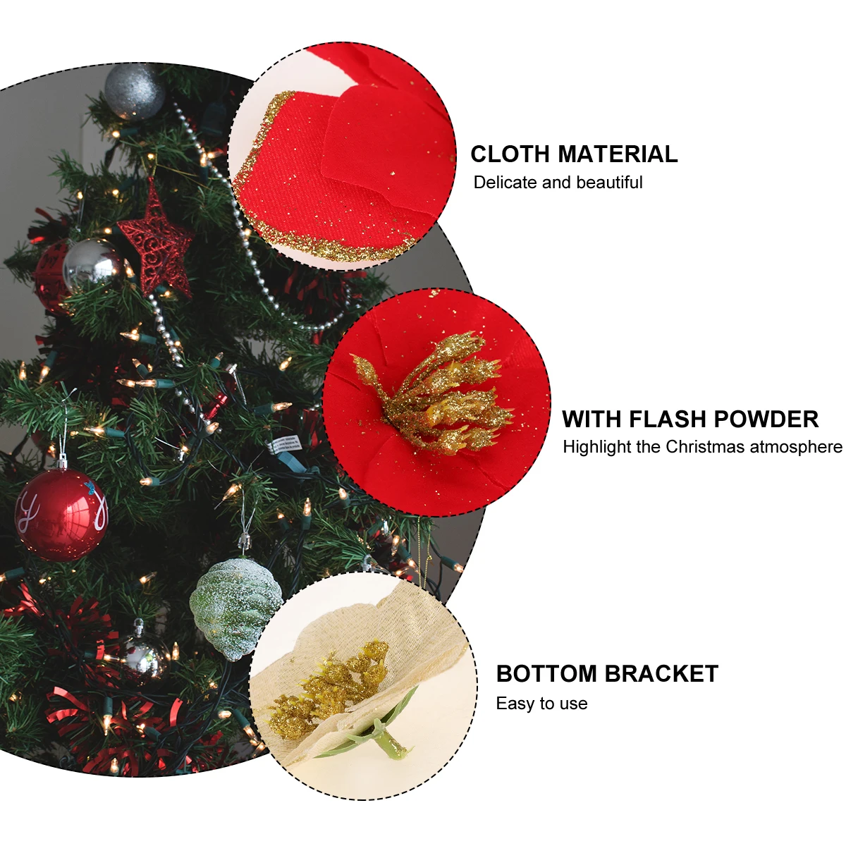 

Artificial Flower Accessories for Christmas Tree Xmas Decor Hanging nament Party Supplies Home Decor Cloth FlowersFlower Wreath