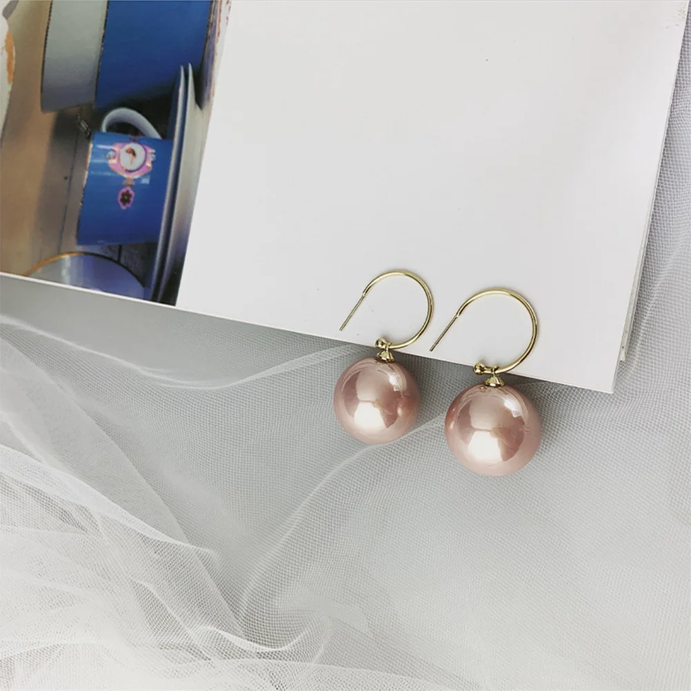 

2Pair Pearl Earrings Exaggerated Artificial Pearl Ear Studs Gold Pink Lightweight Fashion Jewelry Gifts for Women