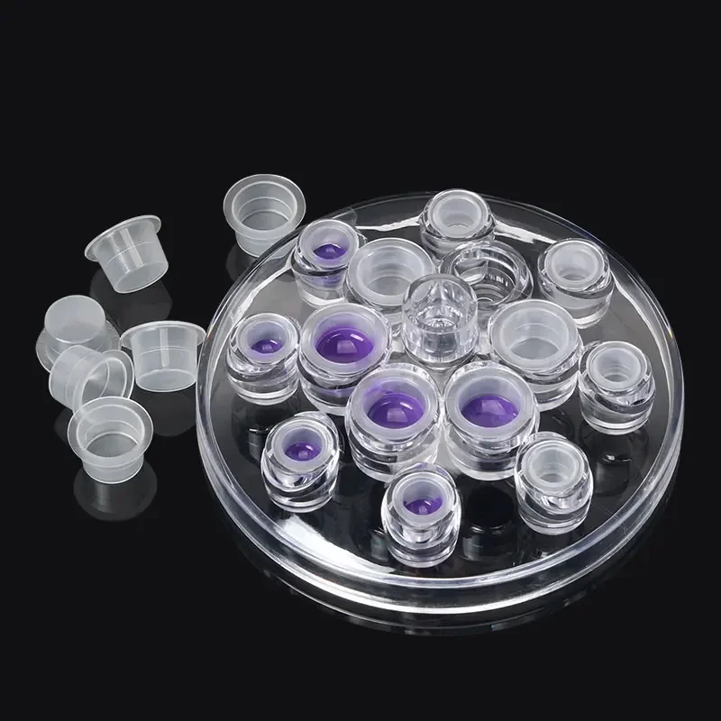 100 قطعة حامل حبر الوشم البلاستيكي القابل للتصرف حاوية شفافة أكواب الوشم الصباغ غطاء تجميل دائم لوازم الوشم حجم S/M/L #5