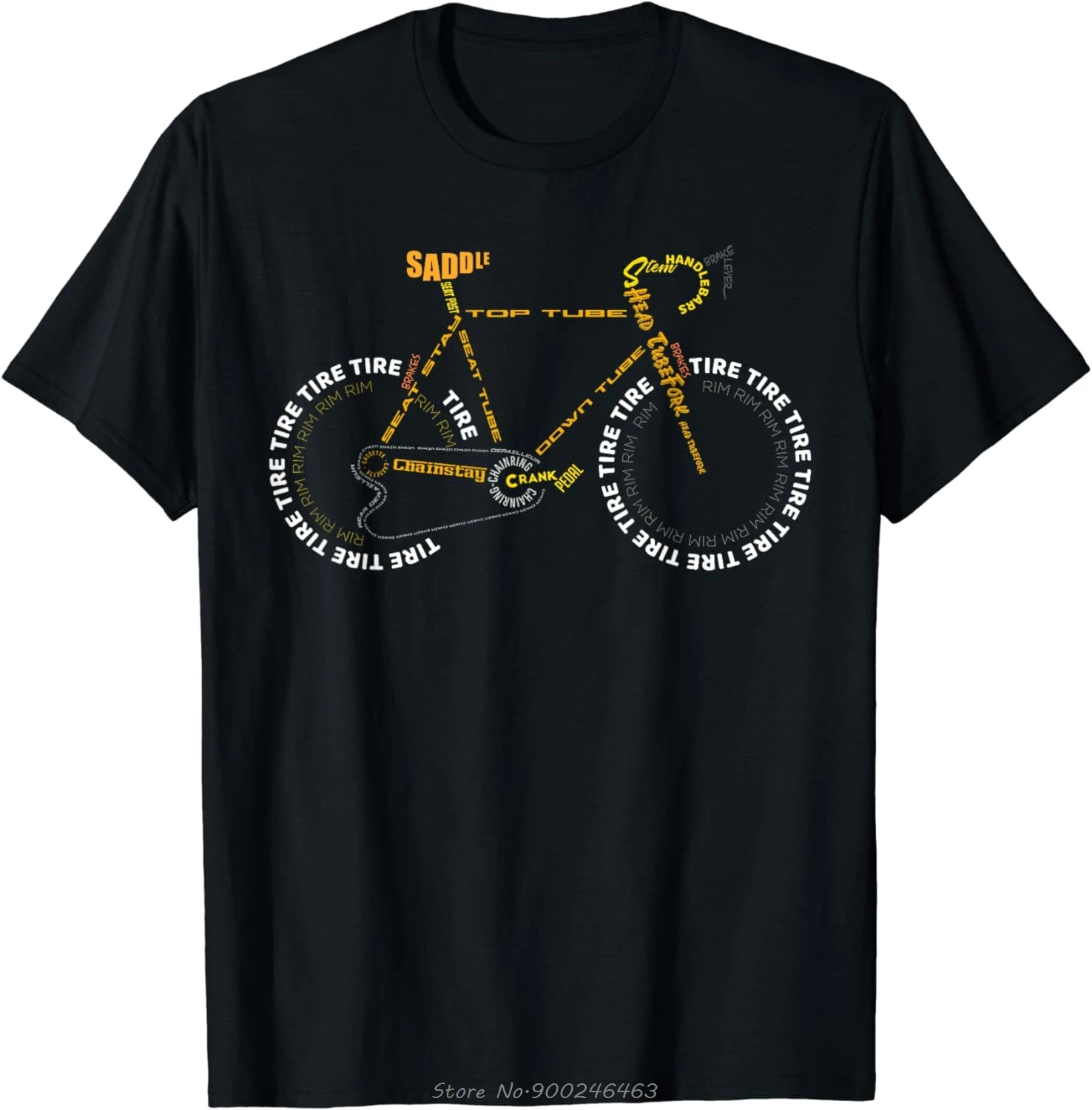 

2025 Summer Bicycle Pattern Printed T-shirts for Both Men and Women, Pure Cotton Breathable Quick-drying Short-sleeved Top Tee