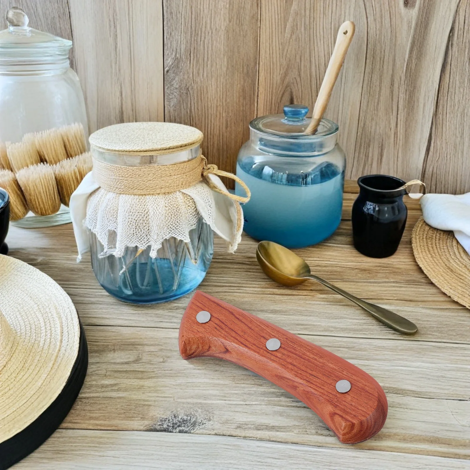 

1 set Solid Wood Handle Replacement for Kitchen Knife Vintage Design Durable Wooden Grip Accessory Kitchen Knife Handle