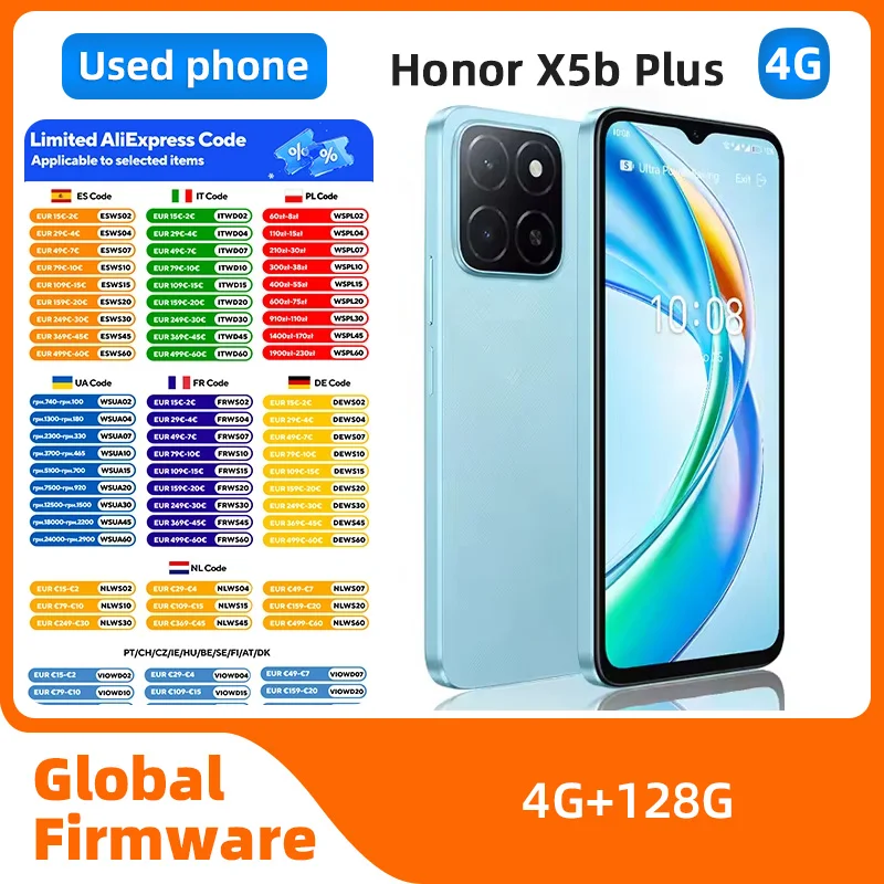 Honor X5b Plus 4G 4RAM 128ROM6.56in 90Hz LCD Screen 1612x720px 50MP Camera 5200mAh Charge used Phone