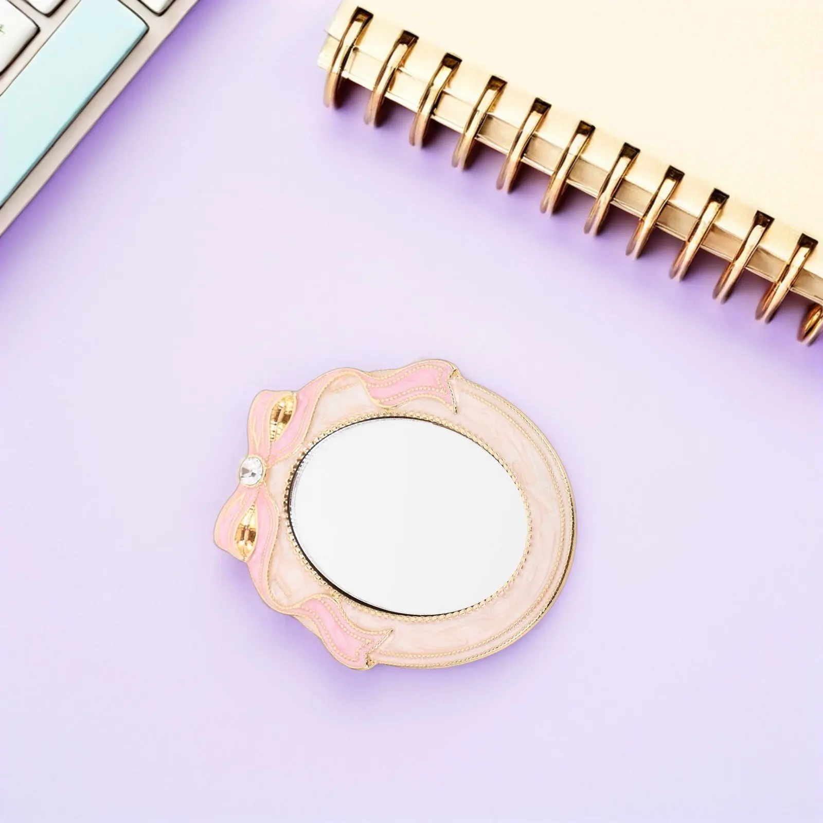 Compact Vintage Pocket Makeup Mirror Mini Portable Rhinestone Bowknot Travel Size Retro Style Makeup Mirror Compact Mirrors