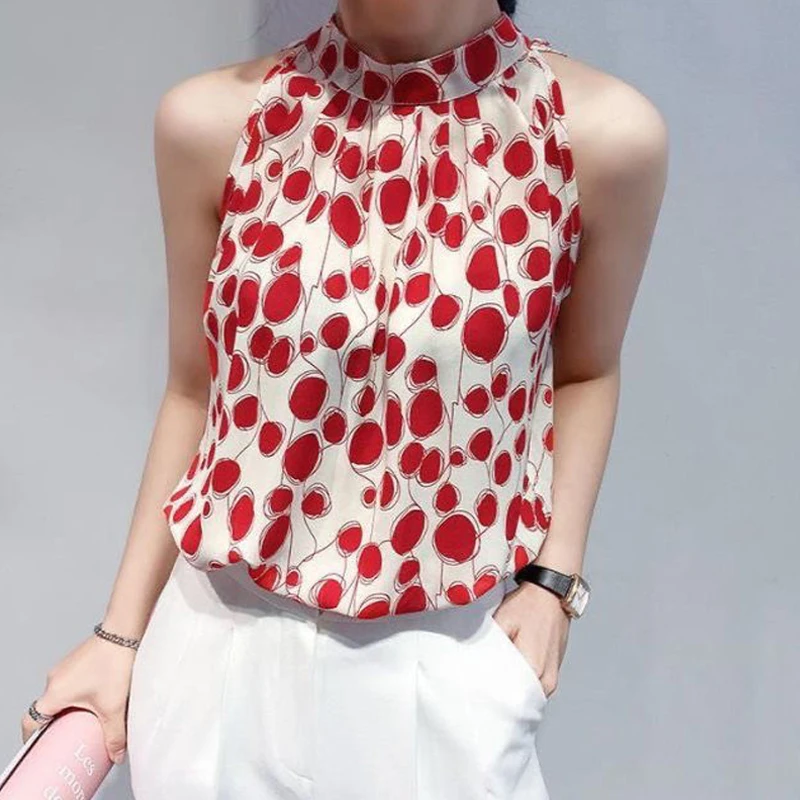 Summer New Korean Floral Sleeveless Loose Tanks Print Off Shoulder All-match Sweet Shirt Tops Fashion Temperament Women Clothing