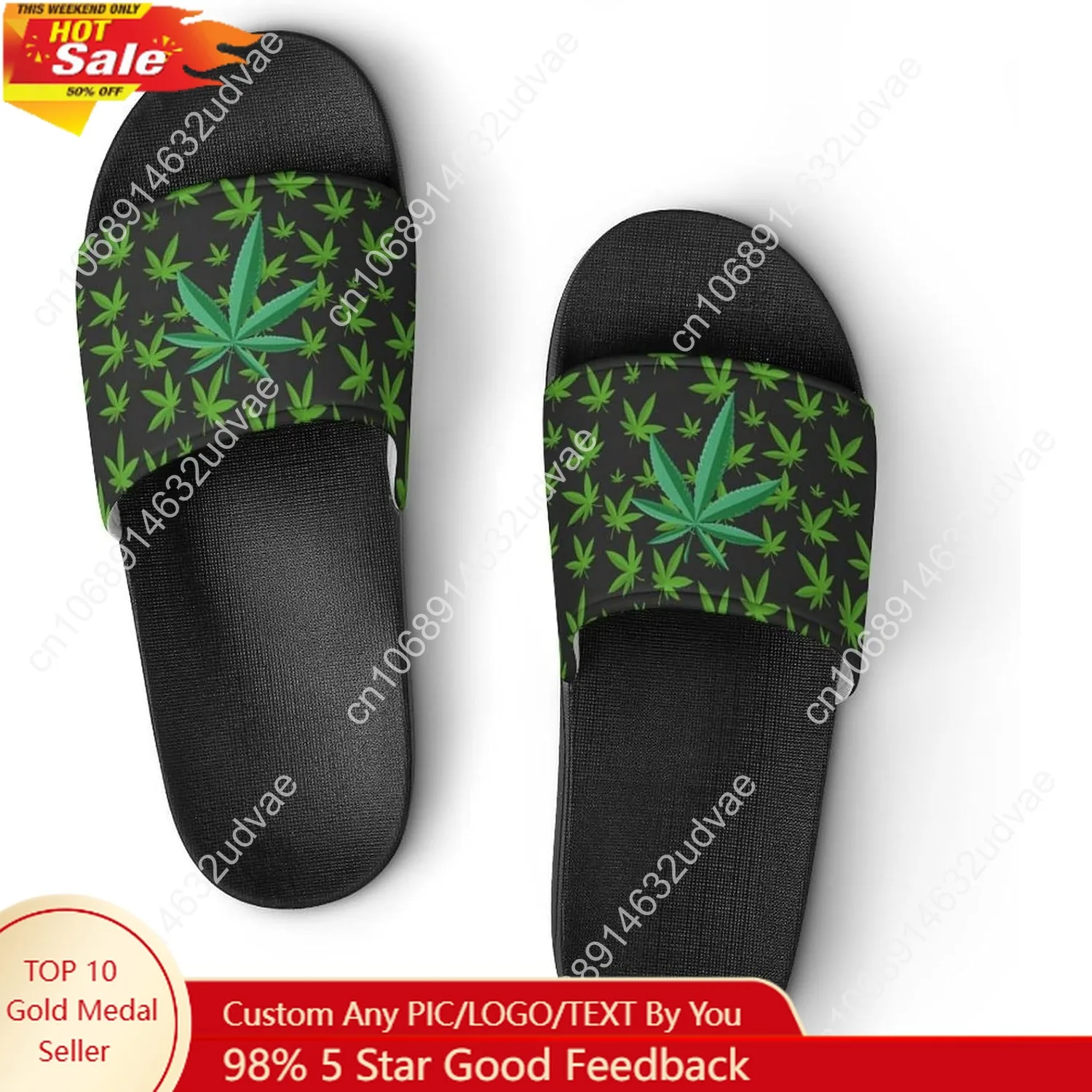 

Leaf Weed Cannabis Slipper Man Women Slide Soft Sole Pool Slides Shower Slippers PVC Open Toe Sandals