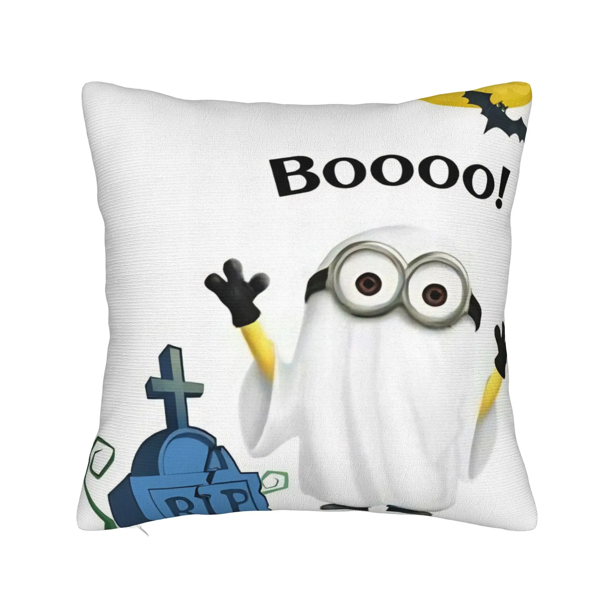 M-Minions-s Boo Halloween Ghost Pillowcase Printed Fabric Cushion Cover Decor  Pillow Case Cover Home Square 45*45cm