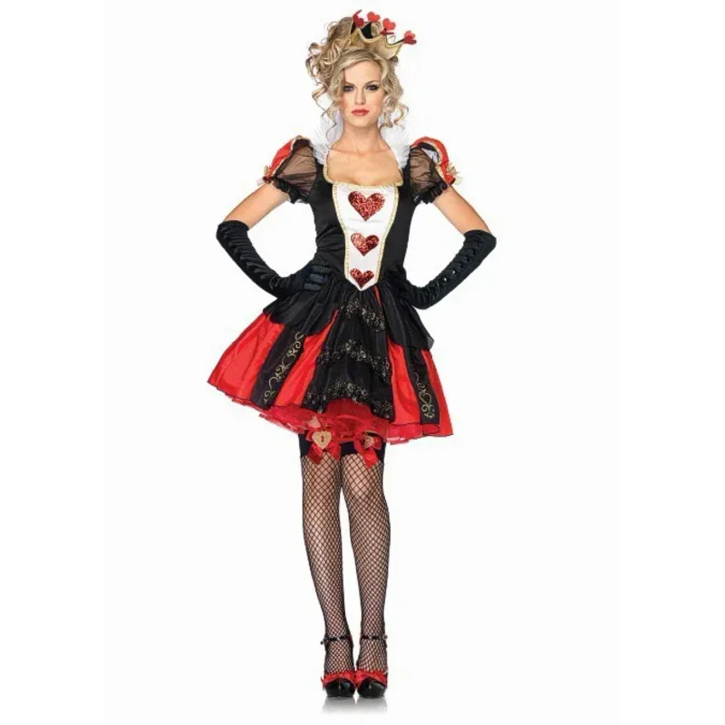 Vestido de Cosplay de Halloween para mujer, disfraz de Reina melocotón con corazón rojo, disfraz de Alice para club nocturno, disfraz de fiesta para mujer M17