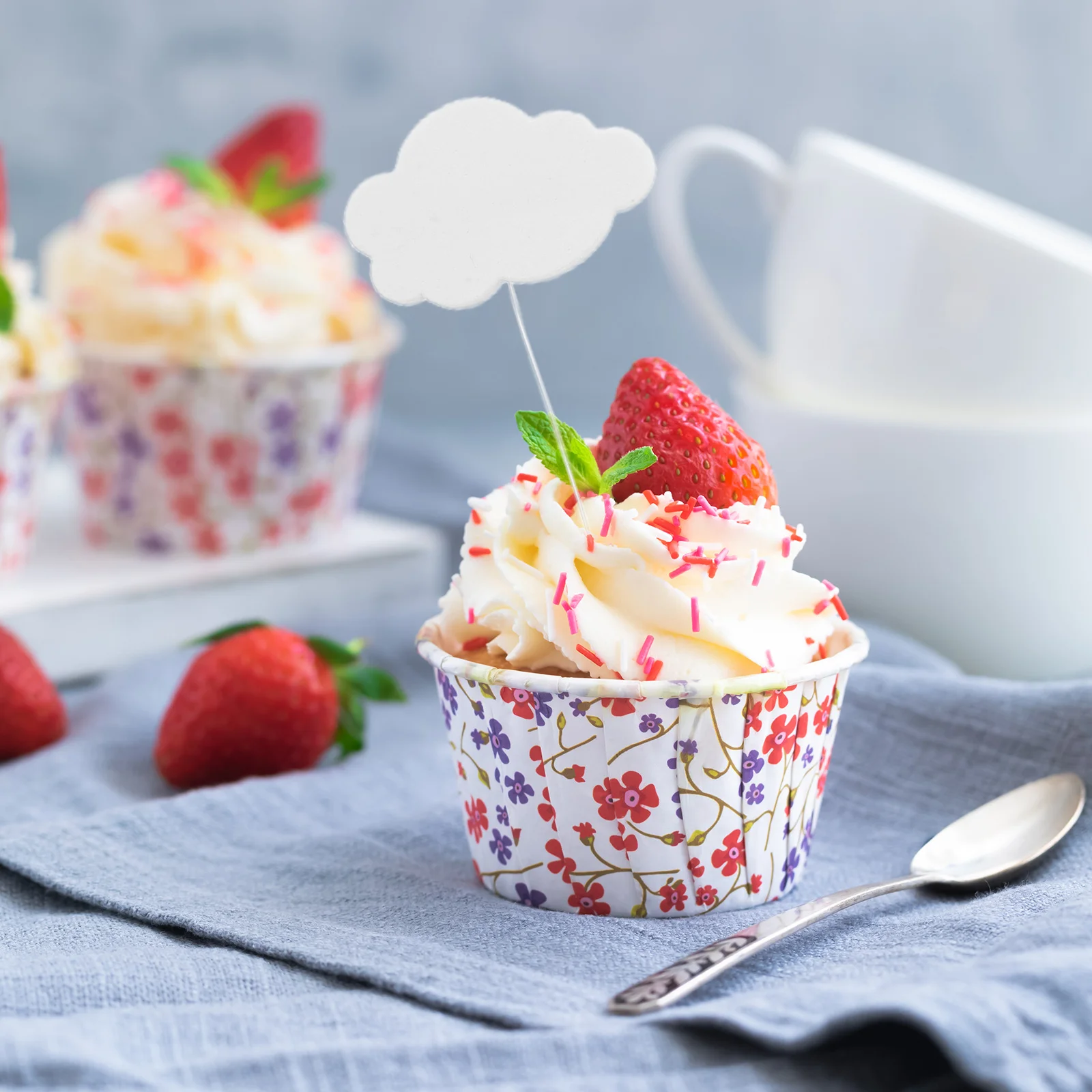 

300pcs Cloud Cake Inserts White Flexible Wire Cupcake Toppers For Birthday Wedding Baby Shower Dessert Decorations Baking