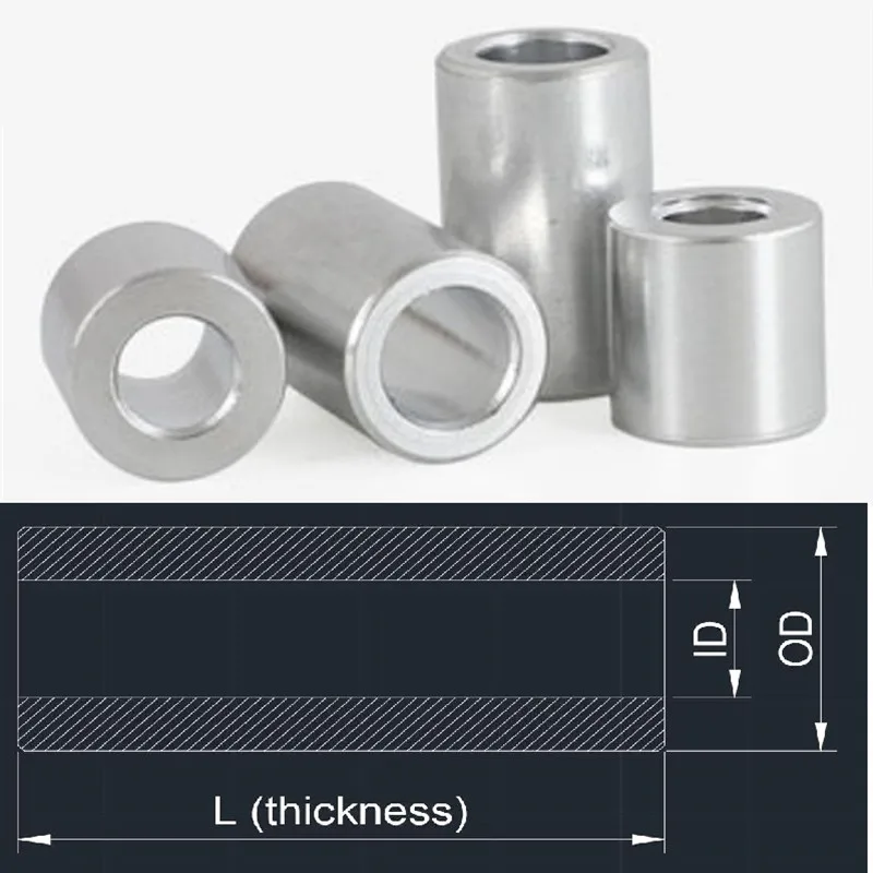 2pcs-20pcs M3 M4 M5 M6 M8 M10 M12 Aluminum washer bushing round hollow no thread standoff spacer thickness 2mm-50mm