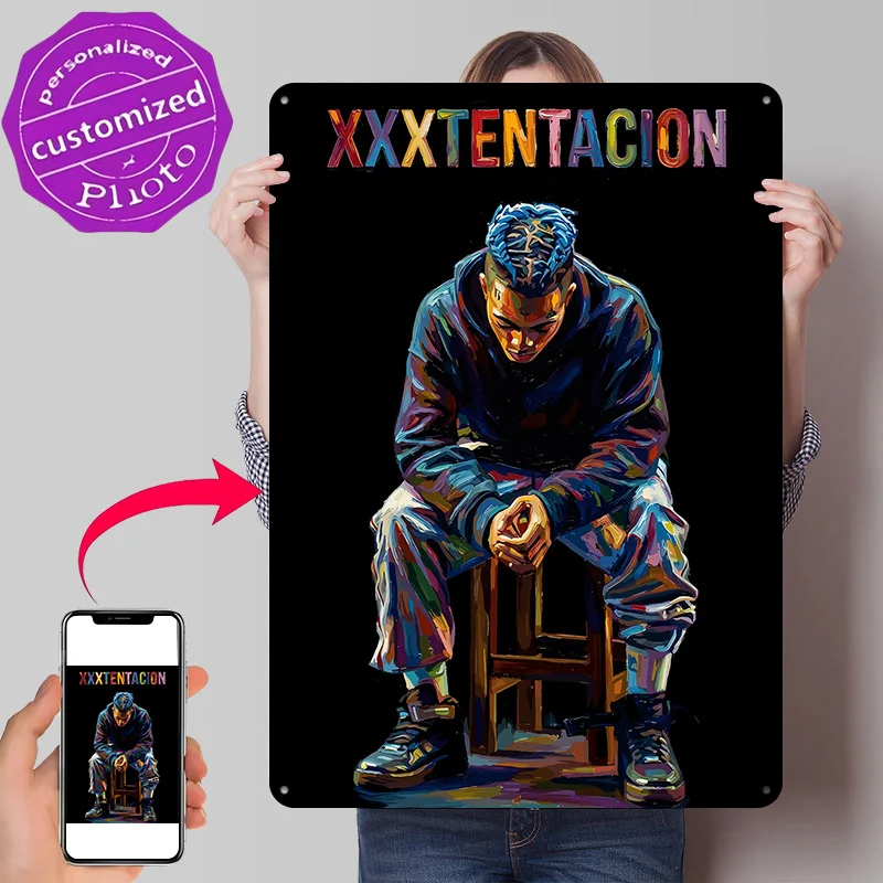 XXXTentacion Portrait Vector Metal Poster Perfect Gift for Fans Lovers Customized Wall Art Metal Sign for Room Decor Wand Deko