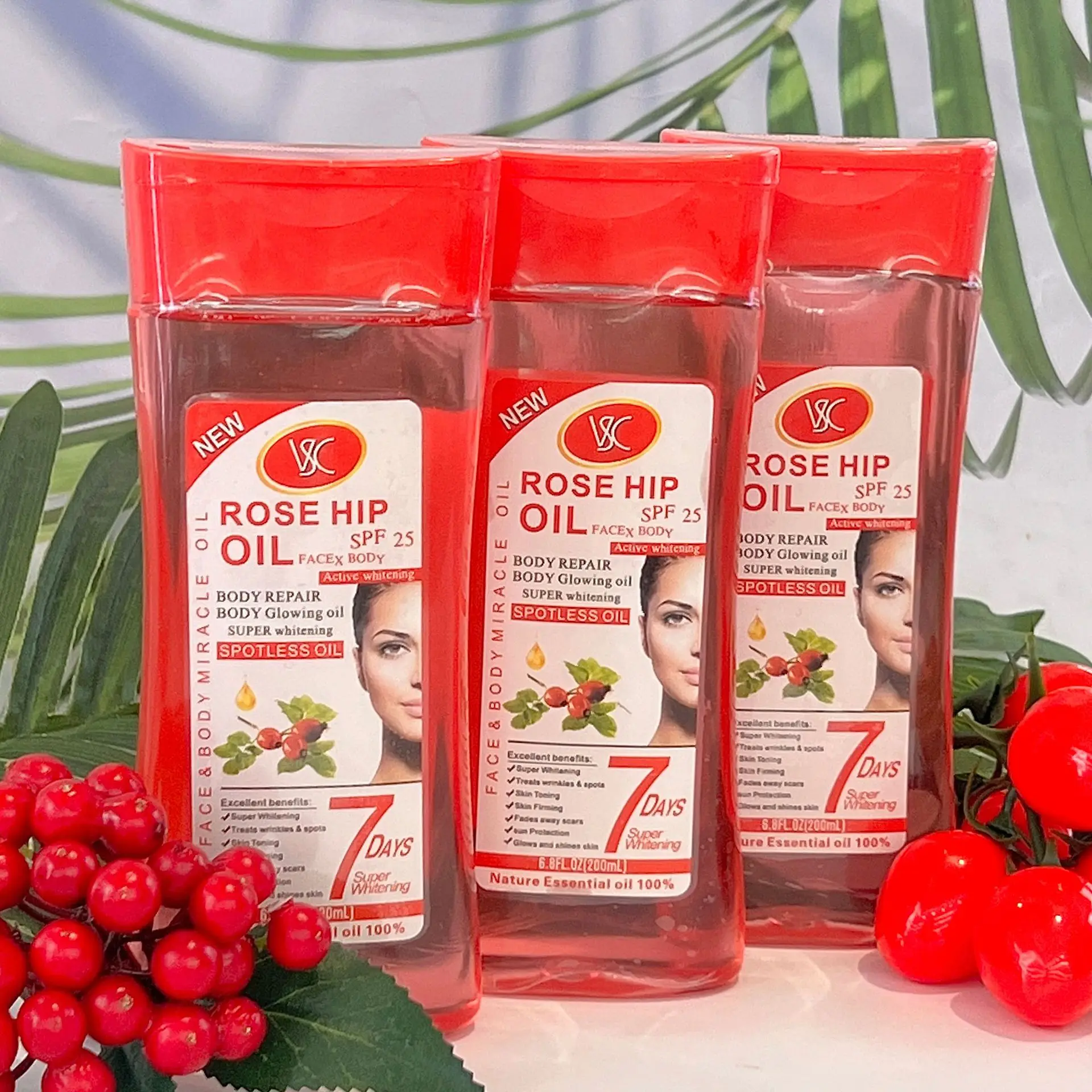 Rosehip Oil Facial Body Moisturizing Oil Body Massage Hydrating Moisturizing Exfoliating Firming Skin Brightening Oil 200ml