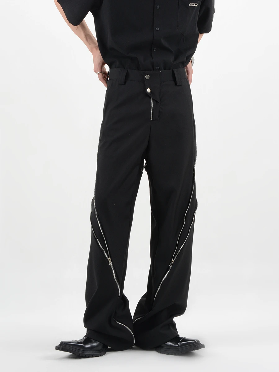 

Pants Super Cool Zipper Slit micro-cropped Pants Slacks