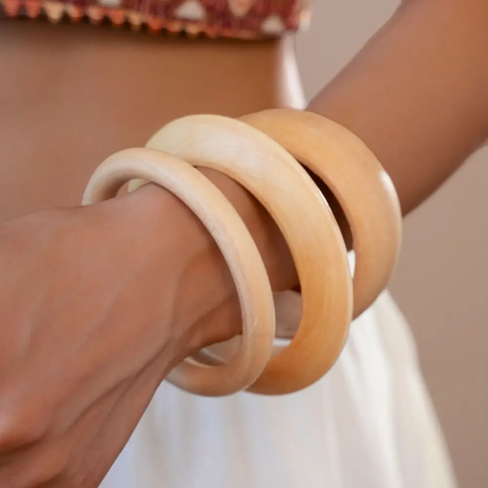 

Bohemian Wood Wide Bangle Europe American Style Minority Design Strip Pattern Bracelet Jewelry Accessories Geometric