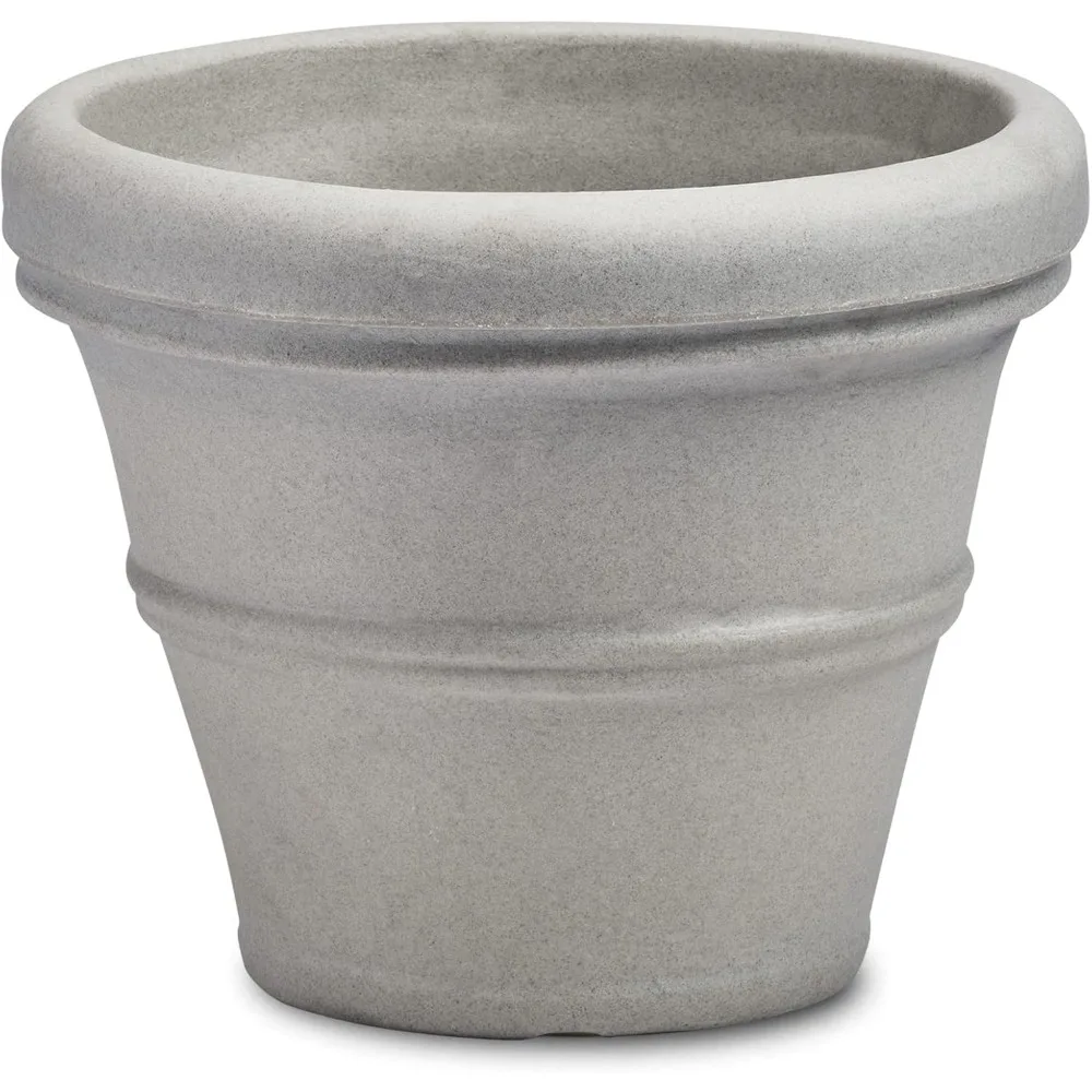 

Классический горшок для растений Crescent Garden Brunello с закатанной оправой, устойчивый к атмосферным воздействиям круглый горшок для растений в помещении и на открытом воздухе, 27 дюймов (из состаренный бетон)