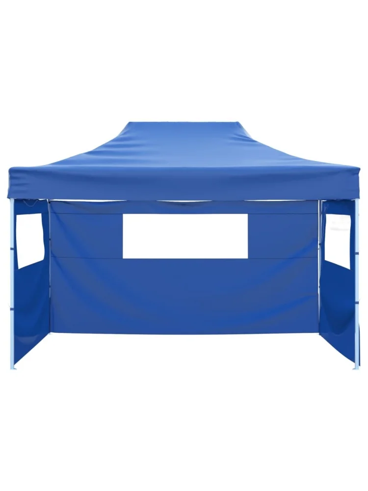 Faltbares Zelt mit 3 Wänden, 3x4,5 m, Blaues Familien-Campingzelt, großes Vordach, tragbares Faltzelt, Sonnenschutz, wasserdichte Pergola