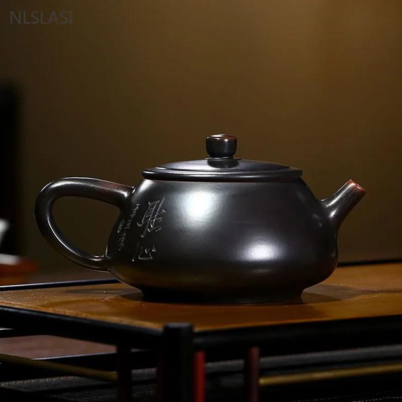 230ml Authentic Yixing Purple Clay Teapot Raw Ore Stone Scoop Beauty Tea Infuser Custom Ball Hole Filter Tea Set Chinese Teaware