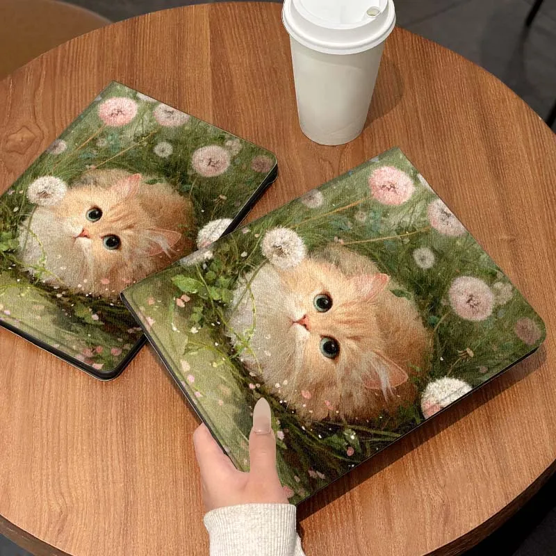 

Cartoon Cat Flower Bow Kitten For Lenovo Pad Tab Legion Xiaoxin Y900 Y700 K10 M10 P11 3rd Pro GT Plus Gen Cover Tablet Case