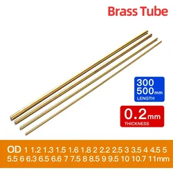 Brass pipe 0.2mm wall thickness 1-11mm OD brass tube 300mm 500mm length Straight tubing   copper tube thin-walled Small diameter