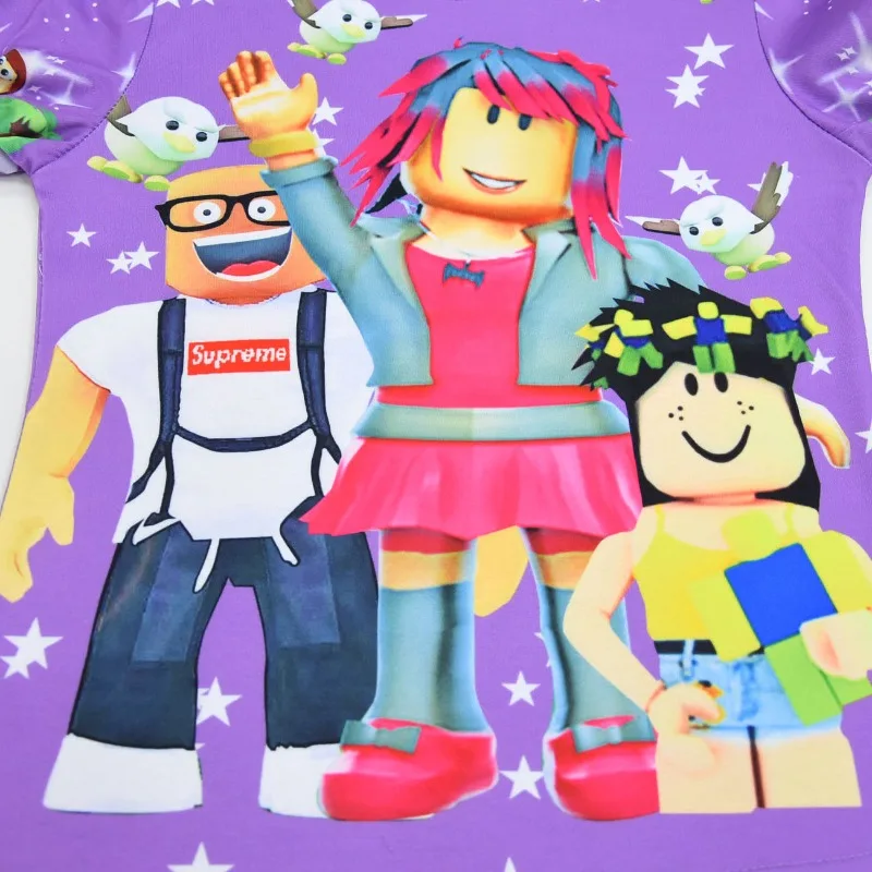 لعبة Roblox الإبداعية الطرفية الكرتون ملابس منزلية كبيرة للأطفال وبيجامات الربيع والخريف للفتيات مجموعة الضروريات اليومية #5