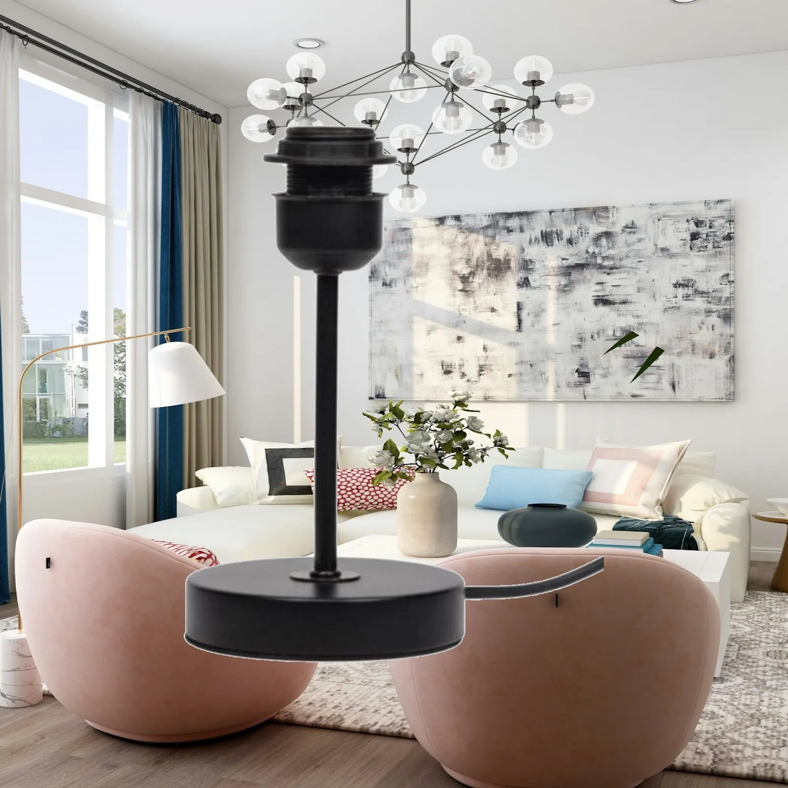 Table Lamp Holder with Metal Stand for DIY Vintage Lamp Renovation Mid Century Modern Design Lighting Home Craft Kit
