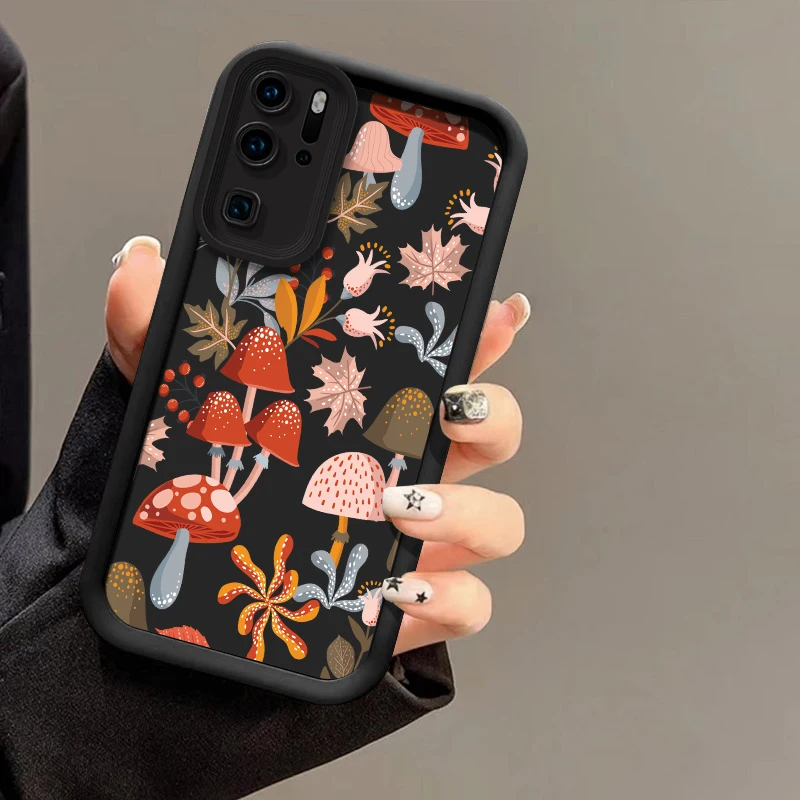 耐衝撃ソフトフォンケース Infinix Note 50 Pro Plus、Hot 50、40I、30I、GT 30 Pro、20、10、Zero 30 4G/5G用 葉っぱとキノコのカバー