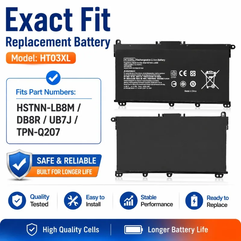Compatible HSTNN-LB8M DB8R UB7J TPN-Q207 HT03XL 11.55V Li-ion Replacement Battery for Notebook Repair Spare laptop battery pack