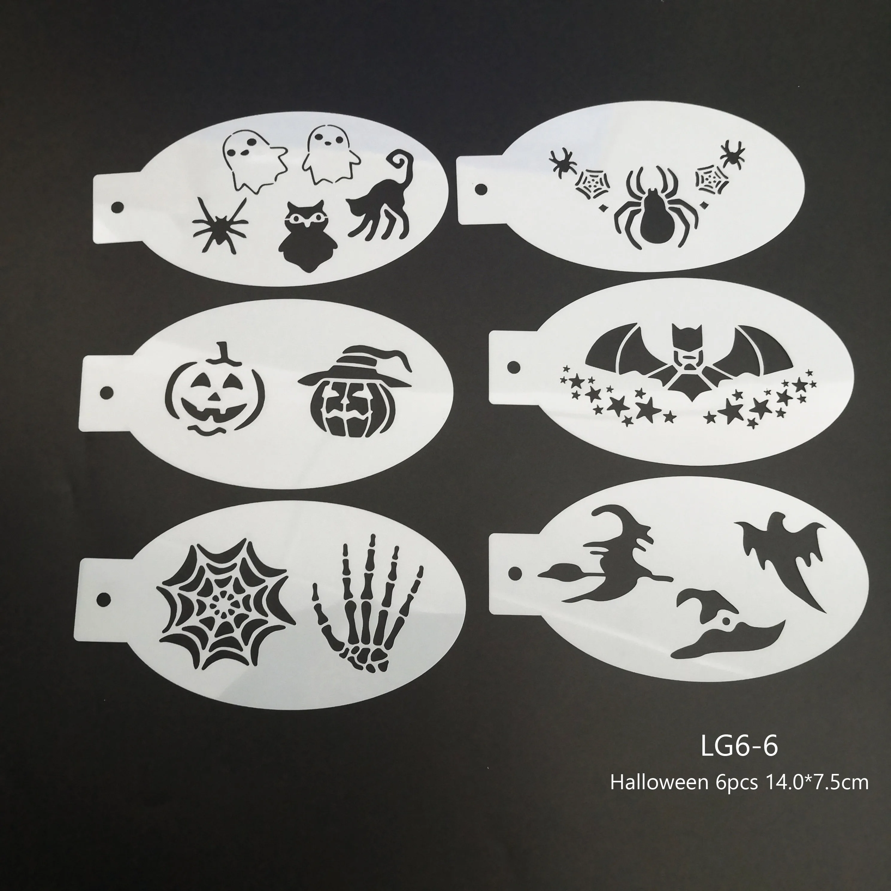 6 Pcs Stencils for Body Painting Face Art Halloween Party DIY Makeup Stamps Temporary Tattoos Reusable Stencils Plastics
