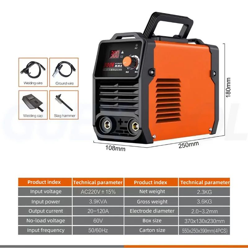 Electric Welding Machine 220V/110V Mini Portable Current Adjustable Compact Welding Machine Manual Metal Arc Electric Welder