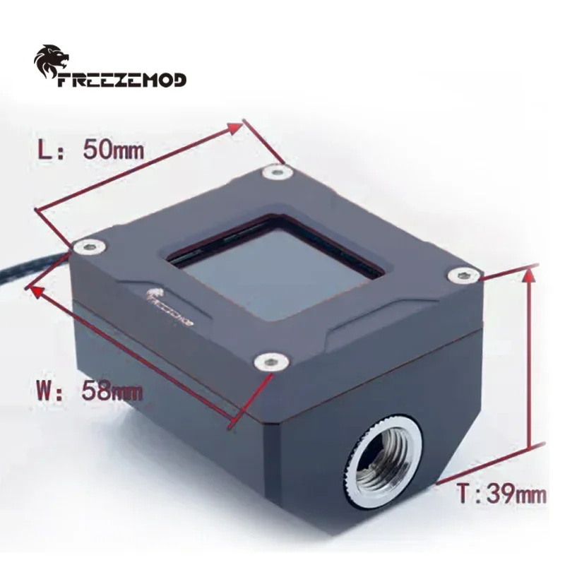 Computer Water Flowmeter Alarm, Electronic Data RPM Flow Speed & Temperature Display, G1/4''X2 Holes Aluminum+Acrylic,LSJ-POZN