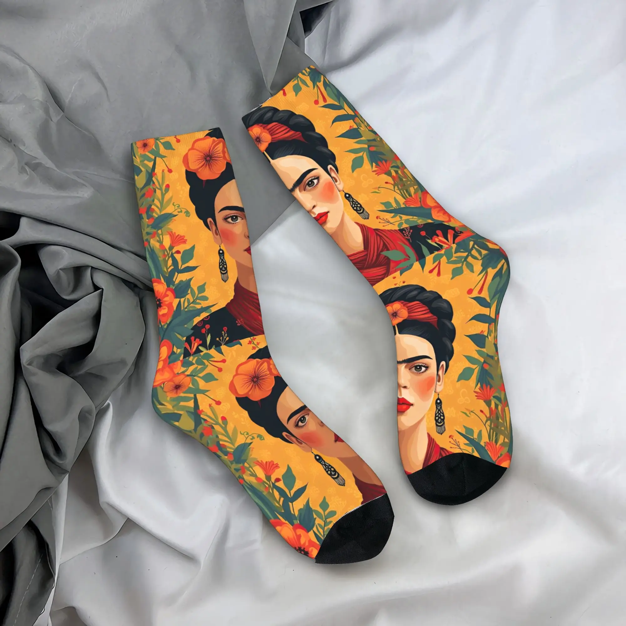 

Крутые футбольные носки F-Frida K-Kahlo Pillow Art Artist, длинные носки из полиэстера для женщин и мужчин, дышащие,