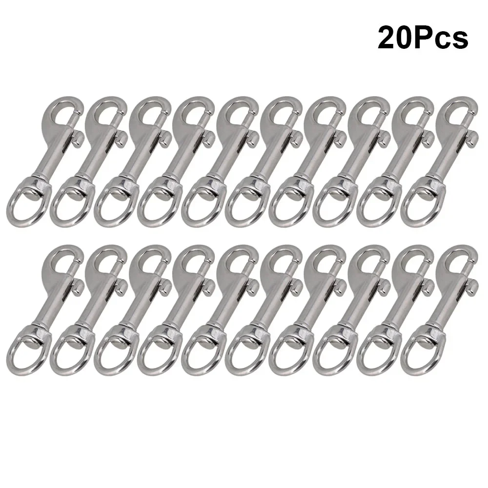 20Pcs 70mm Silver 304 Stainless Steel Swivel-Eye Bolt Snap Hook Round Swivel for Keychain Strap Pet Chains