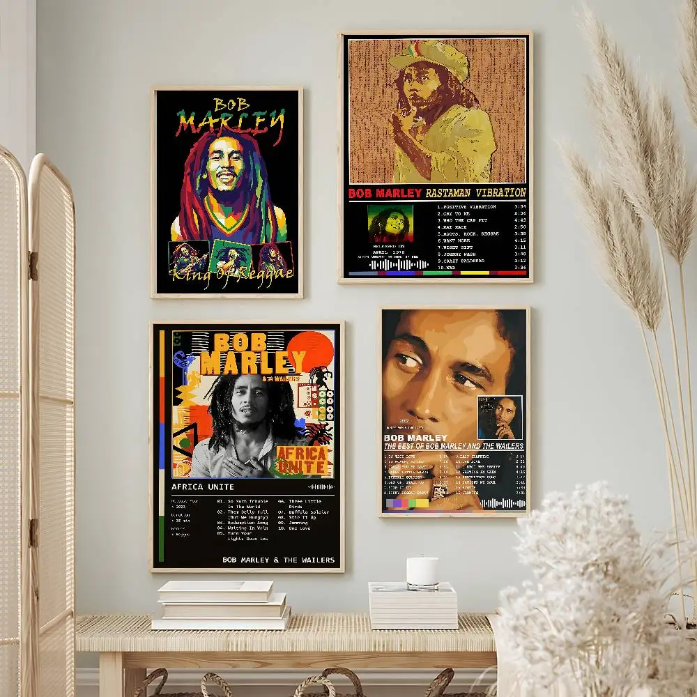 Iconic Singer Bob Marley Posters Premium Self-Adhesive No Residue Wall Sticker for Home Office Bar Decor