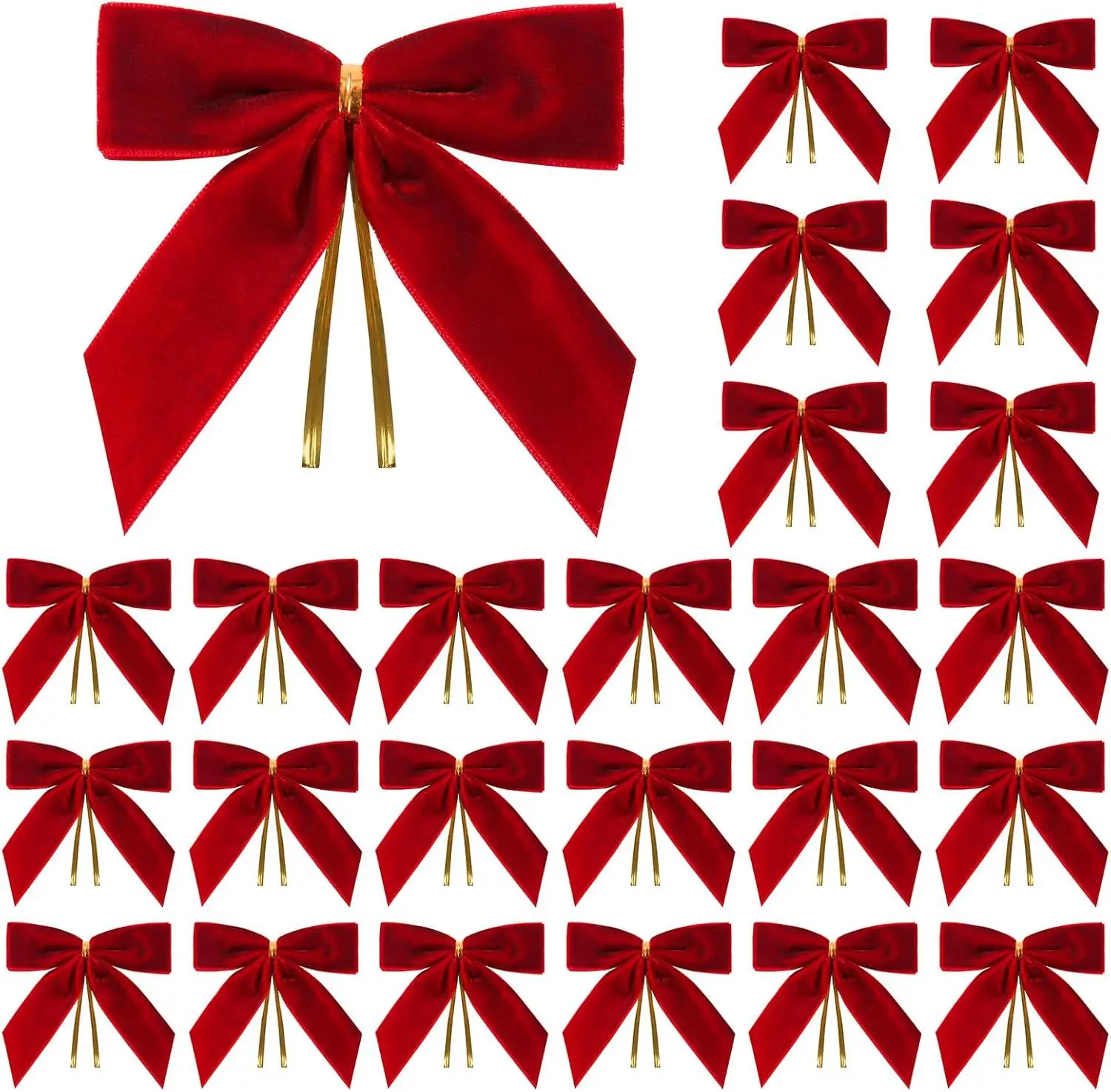 

24 Pcs Velvet Bow Tie Christmas Tree Decorative Craft Gifts Bag Packaging Knot Home Decoration Pendant DIY Accessories Ornaments