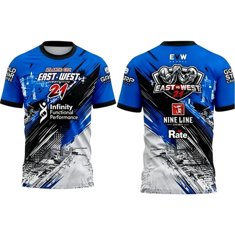 2026 East-West-Serie (Modelle 17-25) Armwrestling-T-Shirts – Atmungsaktive, schnelltrocknende Sport-T-Shirts für Herren & Damen, passend für die ganze Familie – Detail 11