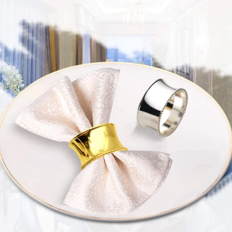 [Value Pack]6-Piece Stainless Steel Napkin Ring Delicate Napkin Buckle Suitable for Wedding Festivals and Events Silver