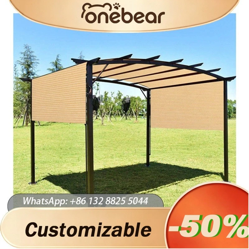 Any Size Custom Modern Adjustable Outdoor LED Pergola Side Light Cover Waterproof UV Resistant Polyester Garden Patio LawnAwning