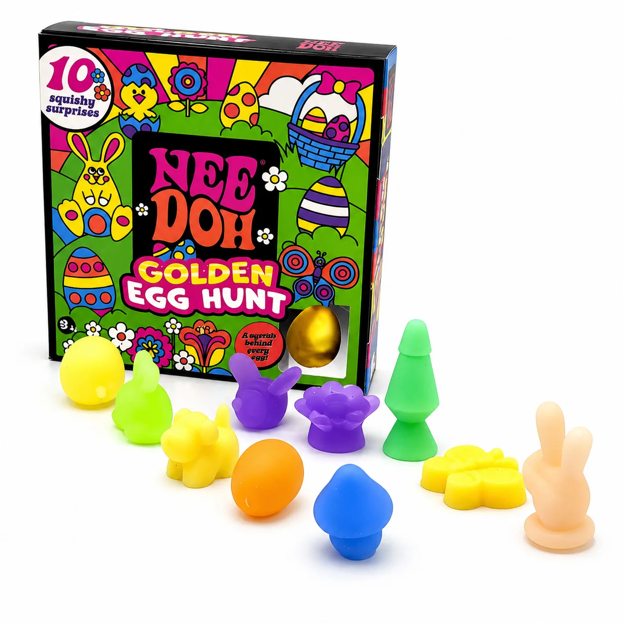 Easter Squishy Pop Surprise Toy, 10 Cute Stress Relief Toys, Golden Egg Treasure Hunt Mini Surprise Squishies