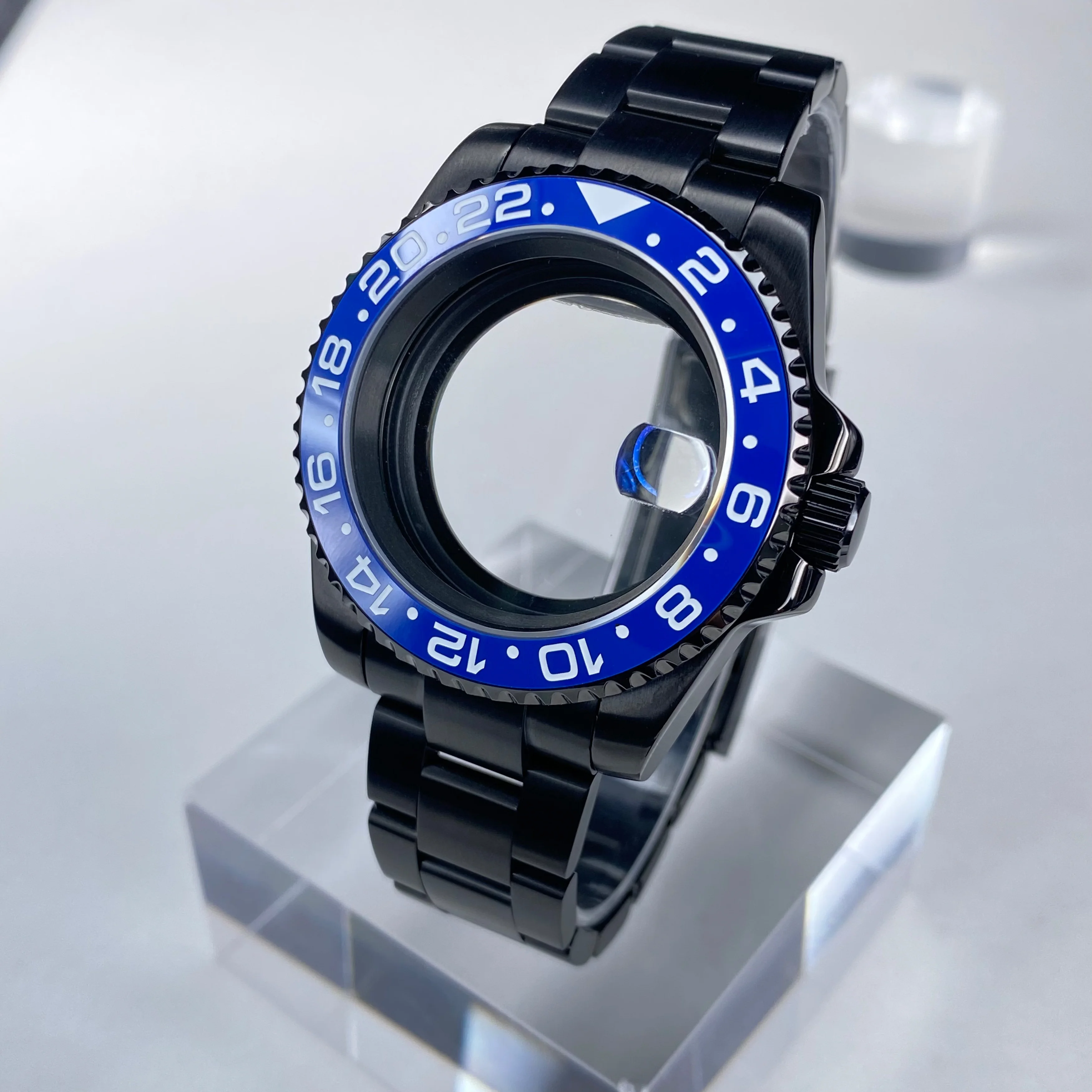 NH35 case 40mm Black High Quality Stainless Steel Sapphire Glass For NH35 NH36 Movement 20mm Watch bands Accessories Watch case