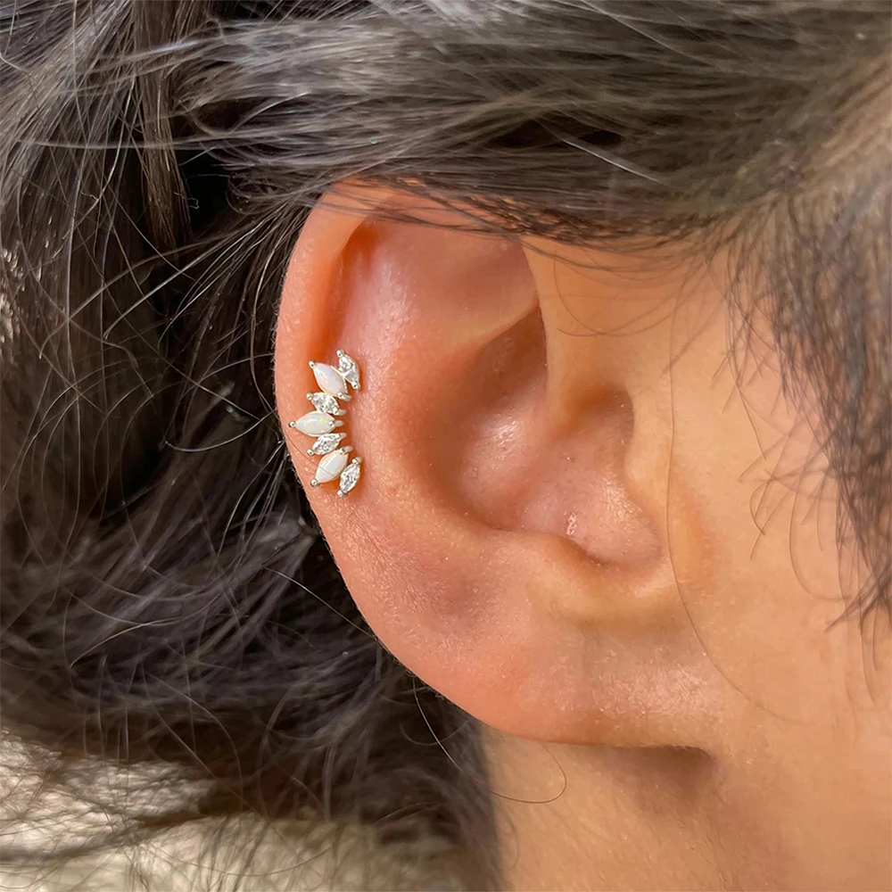 CANNER 1PC Horse Eye Crown Zircon 925 Sterling Silver Heart Flat Head Cartilage Piercing Stud Earring For Women Ins Earring Gift view 4