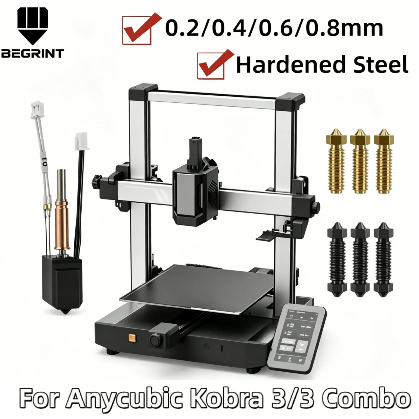 for Anycubic Kobra 3/3 Combo STD & Pro Hotend Kit Upgraded Hot End with Nozzles Included For Anycubic Kobra 3 3D Printer Parts