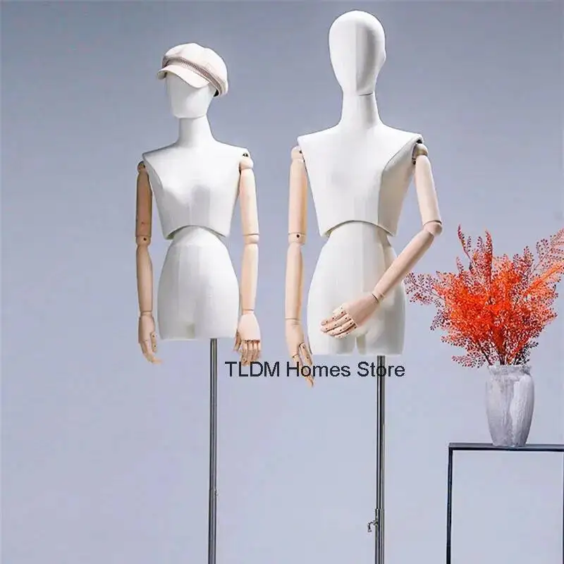 

Display Wooden Arm Fabric Stand Mannequin for Wedding Cloting Dress Bust Mannequin Woman Adjustable Rack Metal Base Mannequin