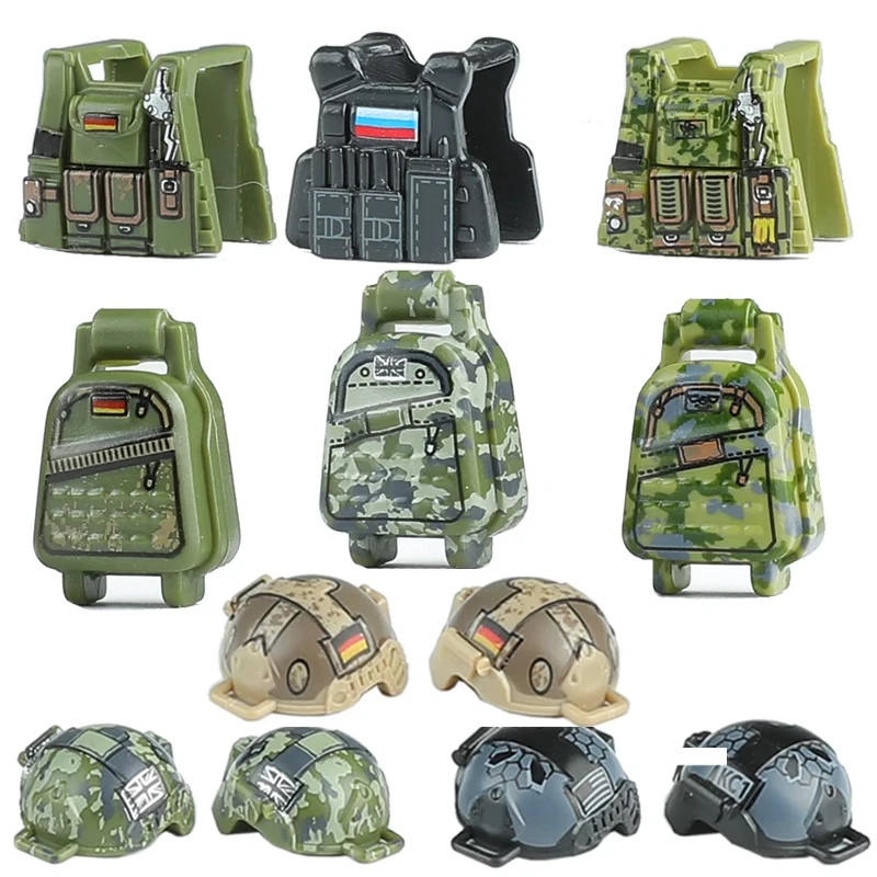 Russian Airborne Division Equipment Building Blocks Figures Military Special Forces Helmet Armor Backpack Beret Belt MOC Bricks