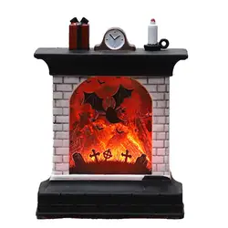 Fireplace Night Light Halloween Pattern LED Night Lamp Table Lamp LED Lanterns Halloween Decorations Decorative Lights For Home