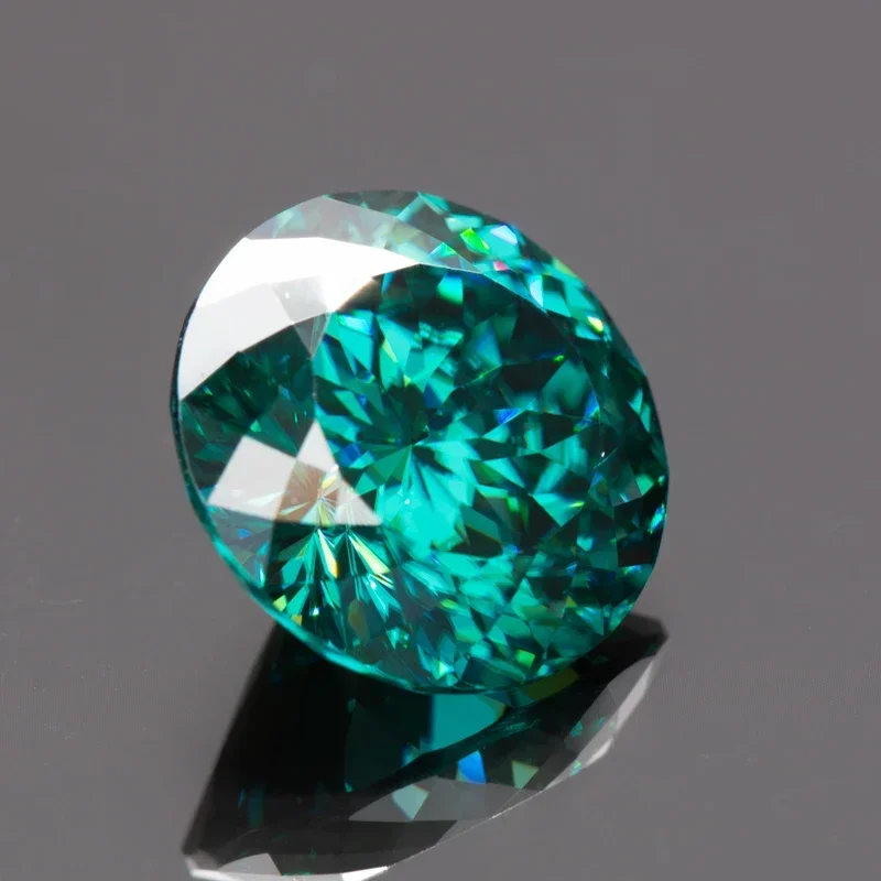 Moissanite Stones 100 Faces Cut Round Shape Emerald Green Primary Colours  DIY Jewelry Making Materials with GRA Certificate