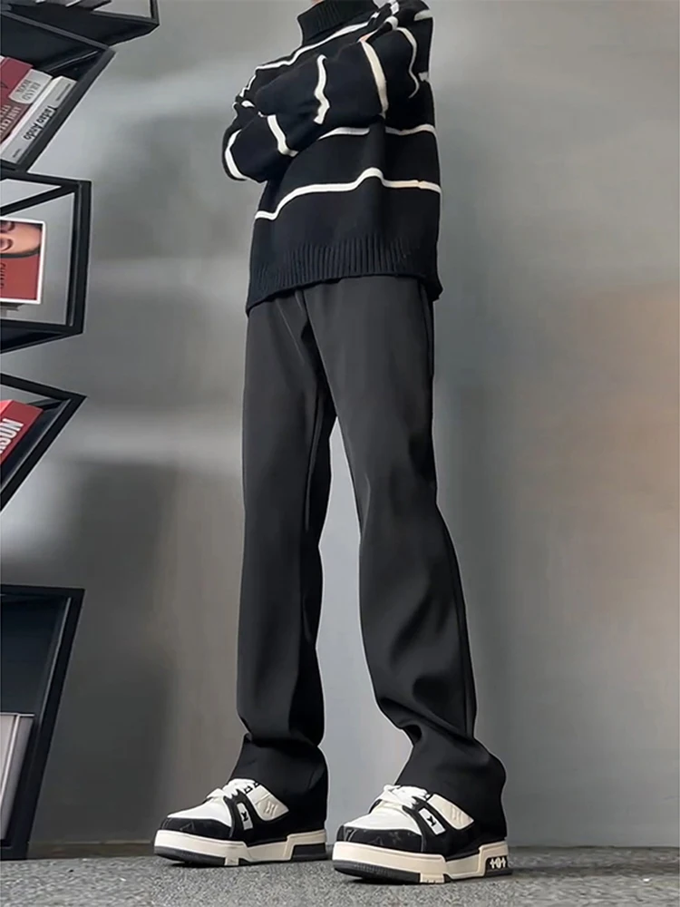 

Bla Straight Leg Men's Trousers with Fce Autumn Winter Casual Suit Pants Knife Flared Loose Fit Youth Faion