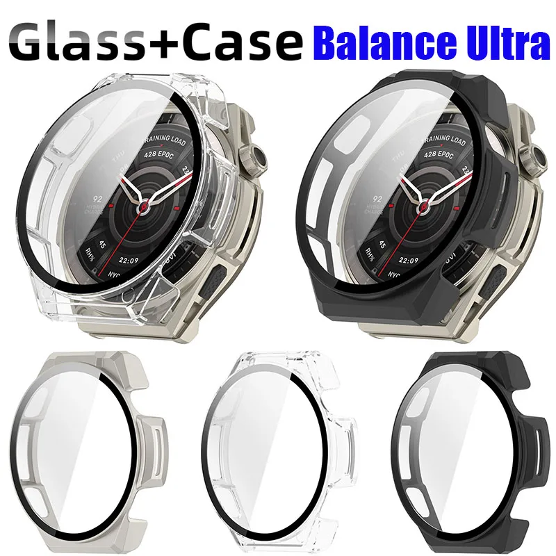 Tempered Glass+PC Case For Amazfit Balance Ultra Glass Screen Protector HD Protective Bumper For Huami Balance Ultra Accessories