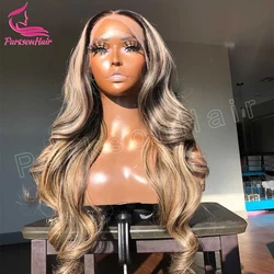 Blonde Highlight Wig 13x4 HD Transparent Lace Front Wig Body Wave Wig Colored Human Remy Hair Wigs For Black Women Parksonhair