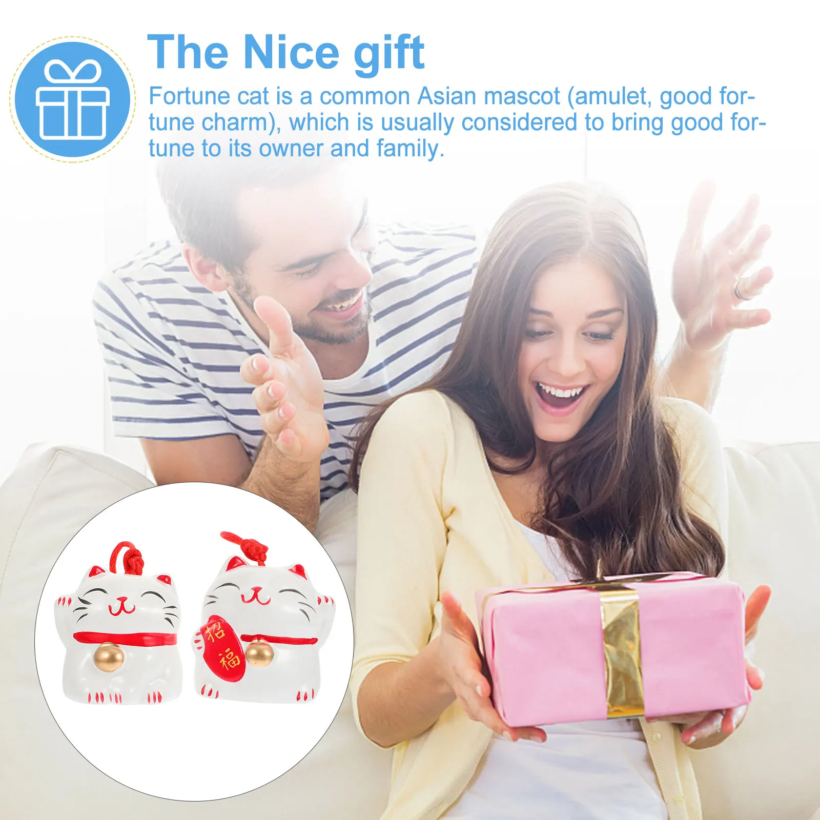 

2Pcs Ceramic Fortune Cat Wind Chimes Feng Shui Hanging Wind Bell Garden Balcony Decoration Gift Fortune Cat Car Charm