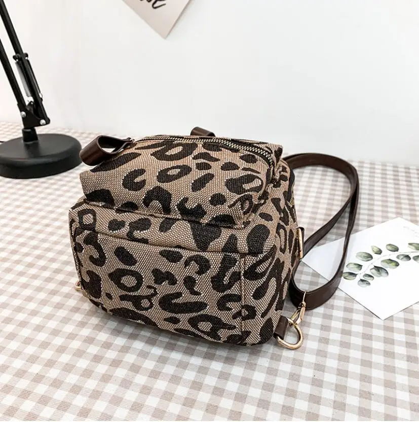 Women\'s Bag New Fashion Leopard Pattern Backpack Travel Small Backpack Small Bag Messenger Bag