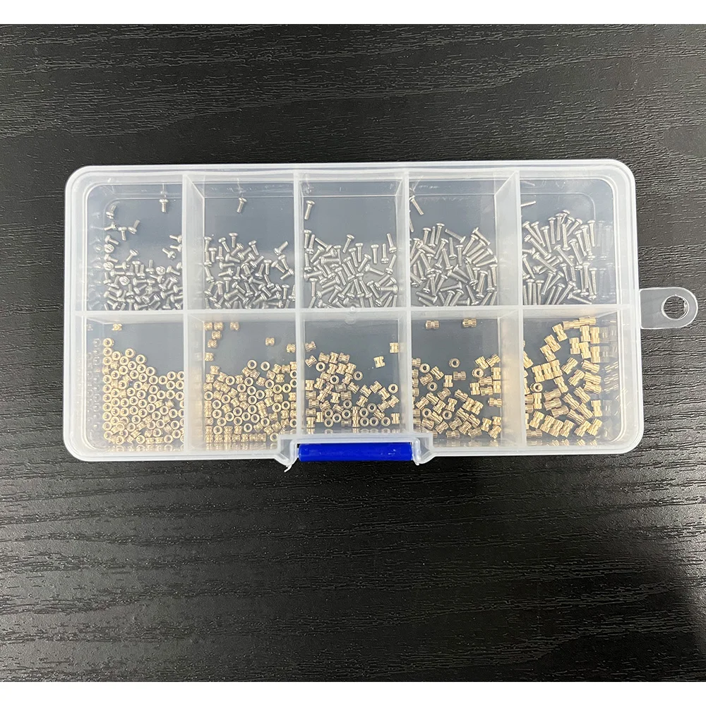M1 M1.4 M1.6 M1.7 Heat Threaded Brass Insert Nut and 304 Stainless Steel Screw Set Hot Melt Knurled Embedded Copper Nut Bolt Kit